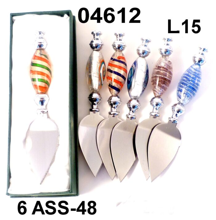 COLTELLO DA FORMAGGIO ARGENTO A RIGHE COLORI ASSORTITI CON BOX REGALO