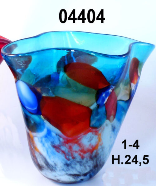 04404 VASO FAZZOLETTO CELESTE A MACCHIE H.24,5