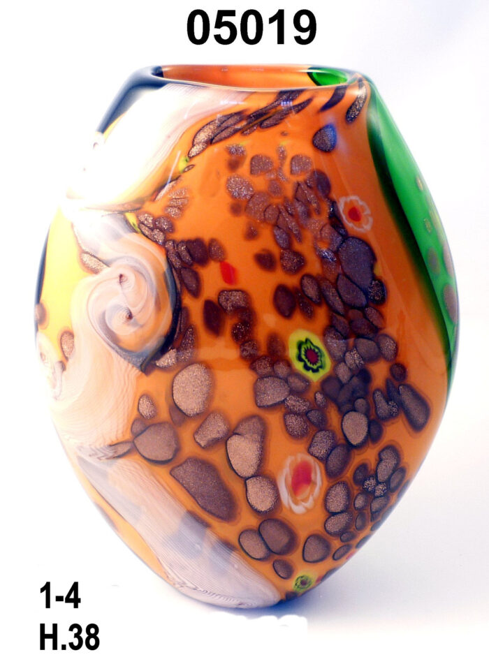 05019 VASO DEC. ARANCIO CON MURRINE H. 38