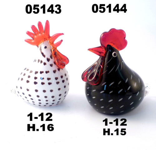 05144 GALLINA NERA POIS BIANCHI H.14.5 CM.