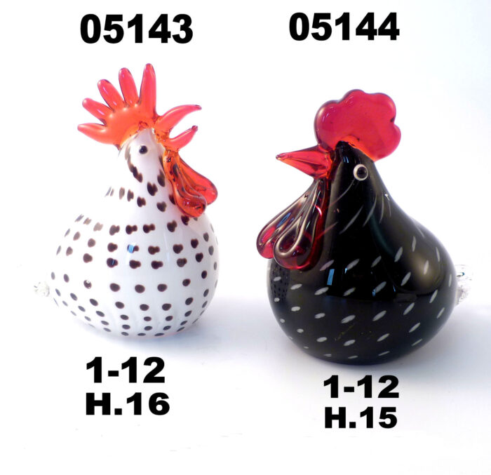 05144 GALLINA NERA POIS BIANCHI H.14.5 CM.