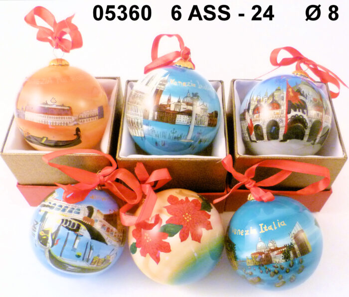 05360 PALLA NATALE C/VENEZIA DIPINTA BOX REGALO