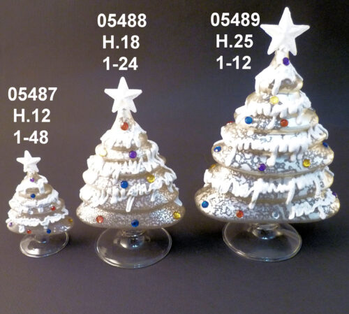 05488 ALBERO NATALE ARGENTO SOFFIATO H.18