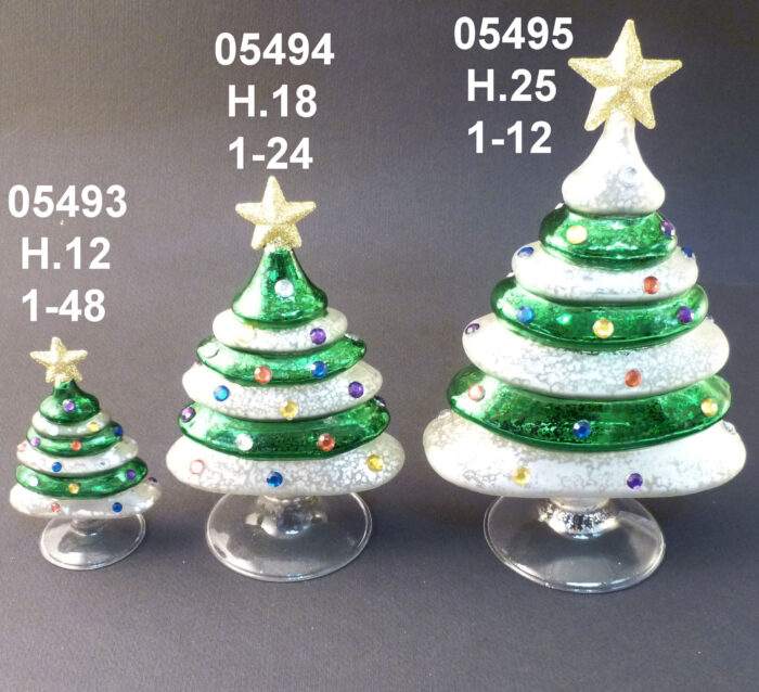 05493 ALBERO NATALE VERDE ARGENTO SOFFIATO H.12