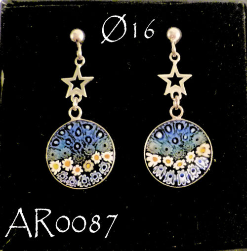 AR0087 ORECCHINO STELLE MARINA C/MURRINA Ø16 ARG.925 VETRO MURANO C/GIFT BOX