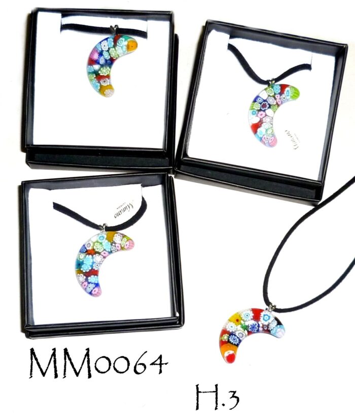 MM0064 LUNA GR. C/MURRINE C/LACCIO ALCANTARA E GIFT BOX IN VETRO DI MURANO