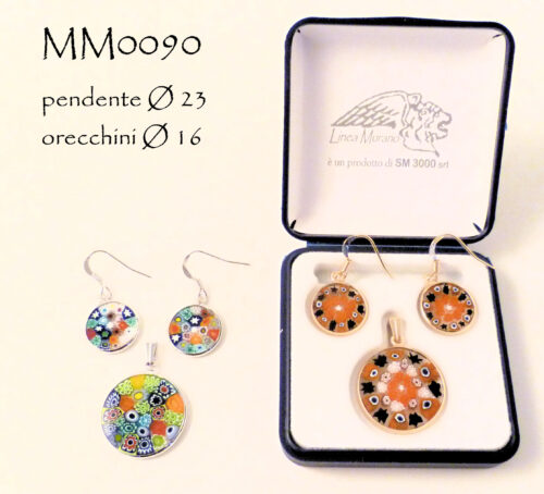 MM0090 SET ORECCHINI Ø16 PENDENTE Ø23 MURRINA IN VETRO DI MURANO E BOX