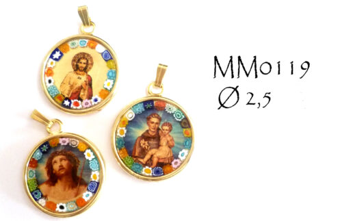 MM0119 PENDENTE MURRINA C/GHIERA mm. 23 VEDUTE SACRE IN VETRO DI MURANO