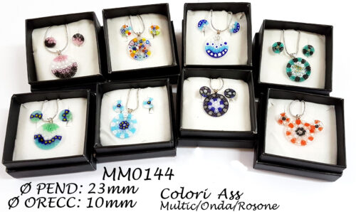 MM0144 **OFF*PARURE NO CORNICE PENDENTE ? 23 ORECCH.? 10 BOX+CATENA MURR.MURANO