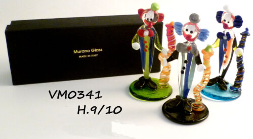 VM0341 CLOWN SU BASE CRISTALLO VETRO DI MURANO CON GIFT BOX