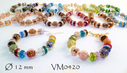 VM0420 BRACCIALE 5 PERLE Ø 10 CON RONDELLE MICRO IN VETRO DI MURANO