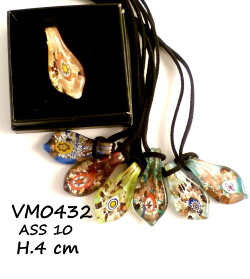 VM0432 PENDENTE LINGUA C/MURRINE IN VETRO DI MURANO