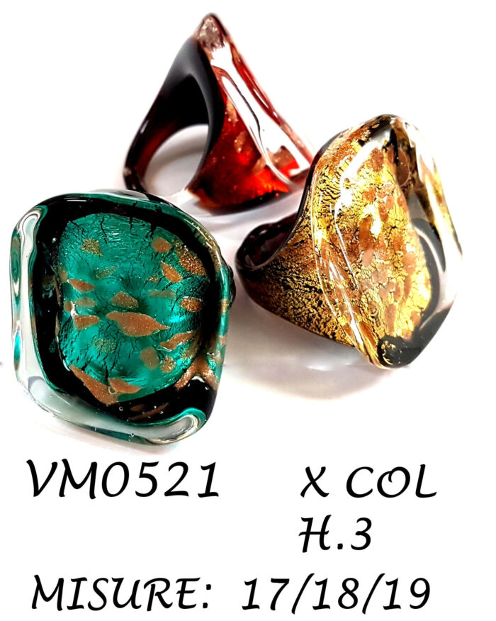 VM0521 ANELLO CUBO IN VETRO DI MURANO