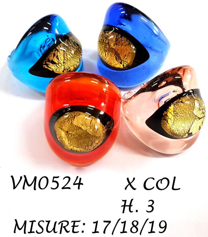 VM0524 ANELLO OCCHIO BOMBATO F/ORO IN VETRO DI MURANO