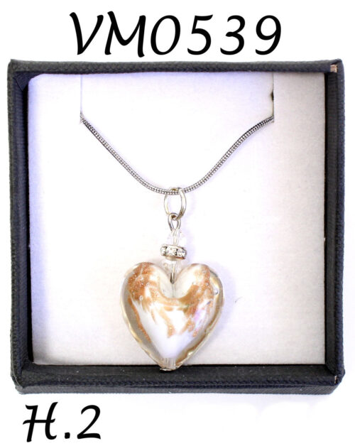 VM0539 CUORE PICCOLO AVVENTURINA IN VETRO DI MURANO + GIFT BOX + CATENINA