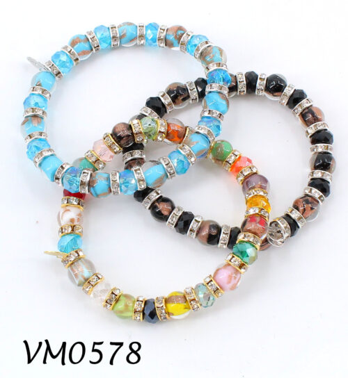 VM0578 BRACCIALE ELASTICO SOMMERSO AVV. C/CRISTALLI COL. ASS. VETRO MURANO