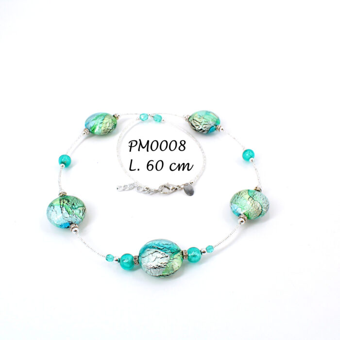 PM0008 COLLANA CORTA "MACCHIAVELLI" PERLA LENTE Ø 23 IN VETRO DI MURANO - immagine 5